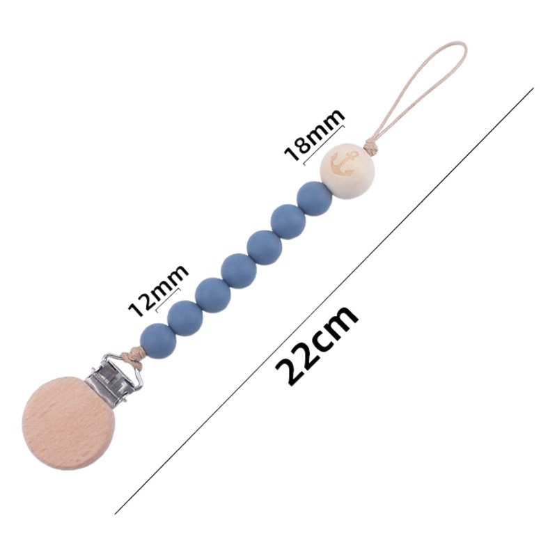 Amazon nuevos suministros para bebés clip de chupete de haya cuentas de madera con forma de animal cuentas de silicona Cadena de chupete cadena anti-caída