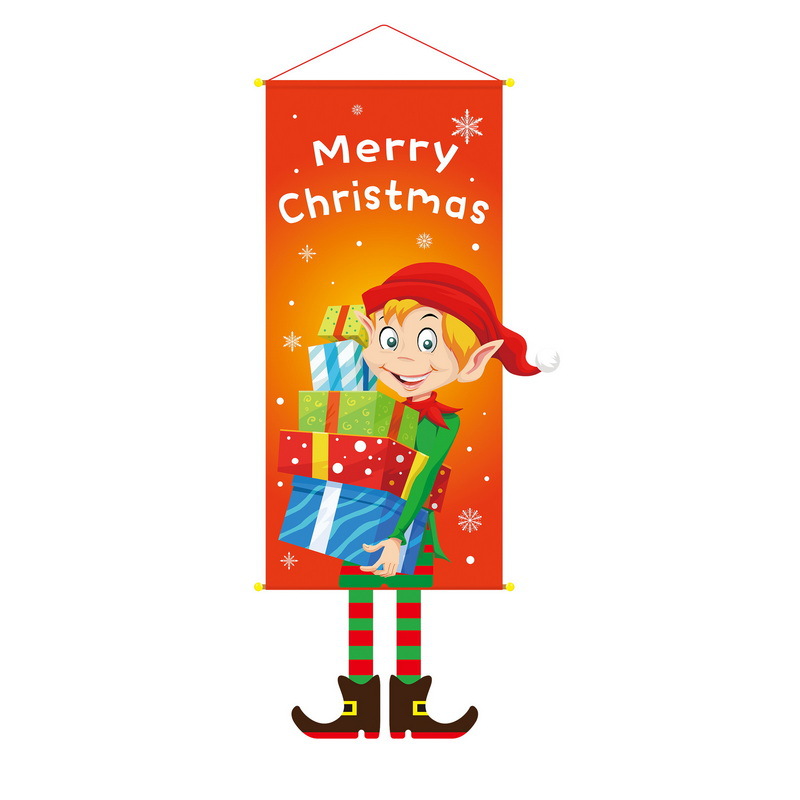 Transfronterizo nuevo pancarta de tela de Navidad cuelga banderas de decoración de fiestas accesorios dibujos animados creativos tela de fondo de impresión