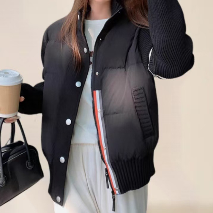 Collar vertical de costura de algodón chaqueta de mujer otoño invierno 2025 nuevo estilo de alta sensación blanca pequeña ropa de algodón cálida suelta image 1