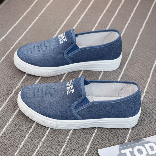 2024 spring beef tendon thick-soled denim shoes for women old Beijing cloth shoes mom student sneakers lazy canvas shoes for women