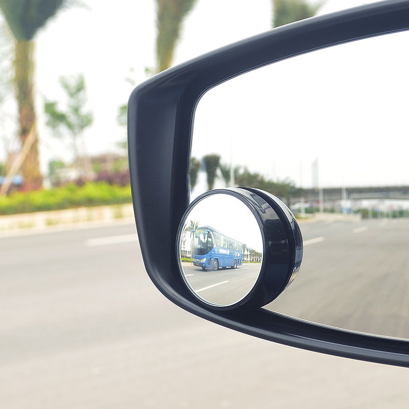 汽车改装小圆镜倒车后视镜 大视野广角加装反光镜360度可调节通用