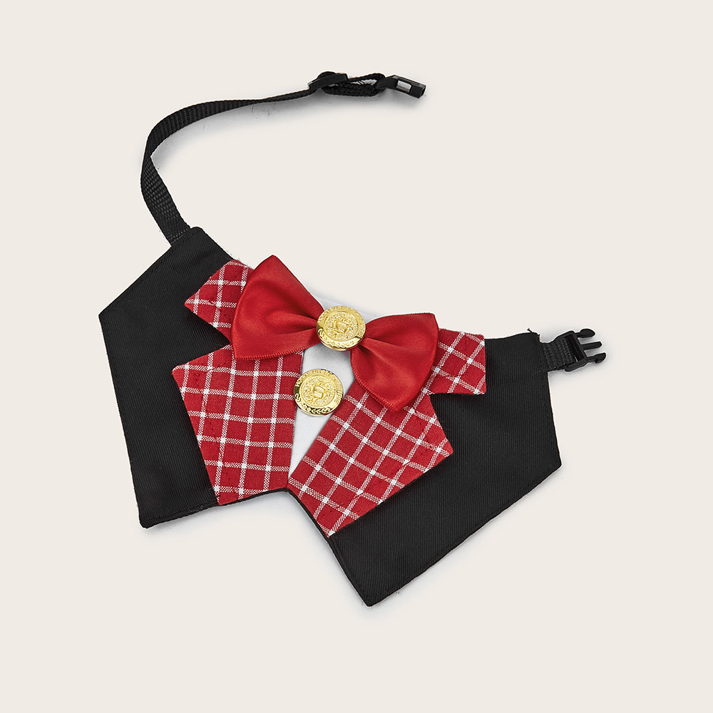 Nuevo estilo transfronterizo mascota gato perro traje caballero boda toalla de saliva arco triángulo toalla estilo coreano-japonés ins