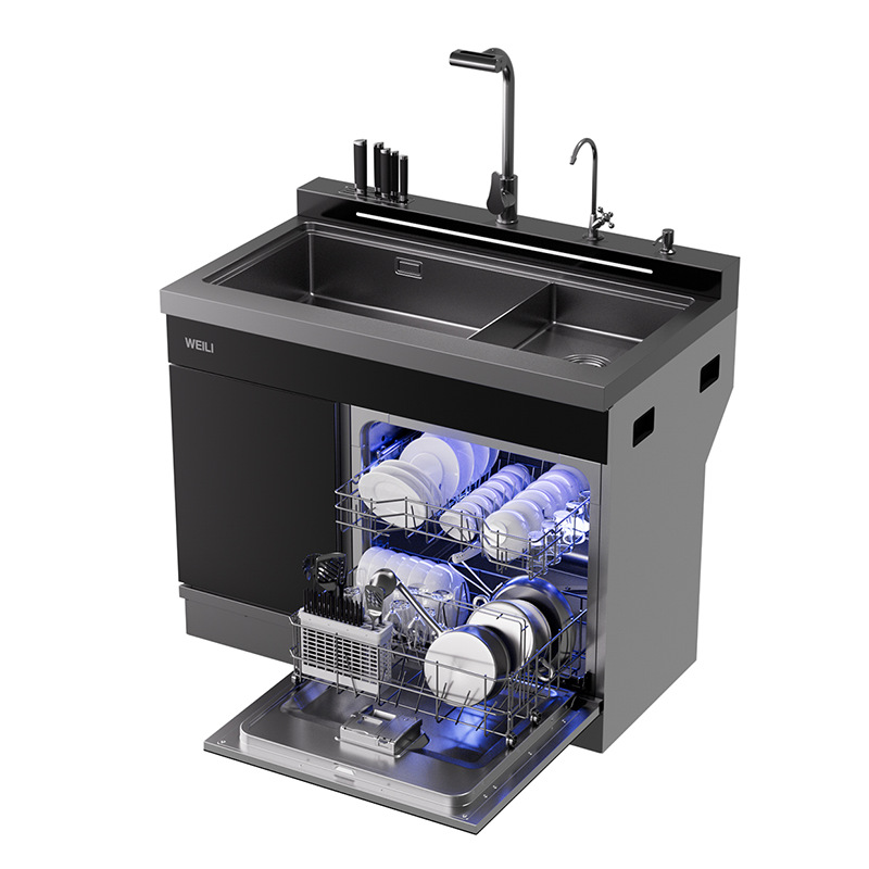 Power Integrated Sink Dishwasher Household Variable Frequency Kitchen Ultrasonic Cleaning Integrated Hot Air Drying Cabinet