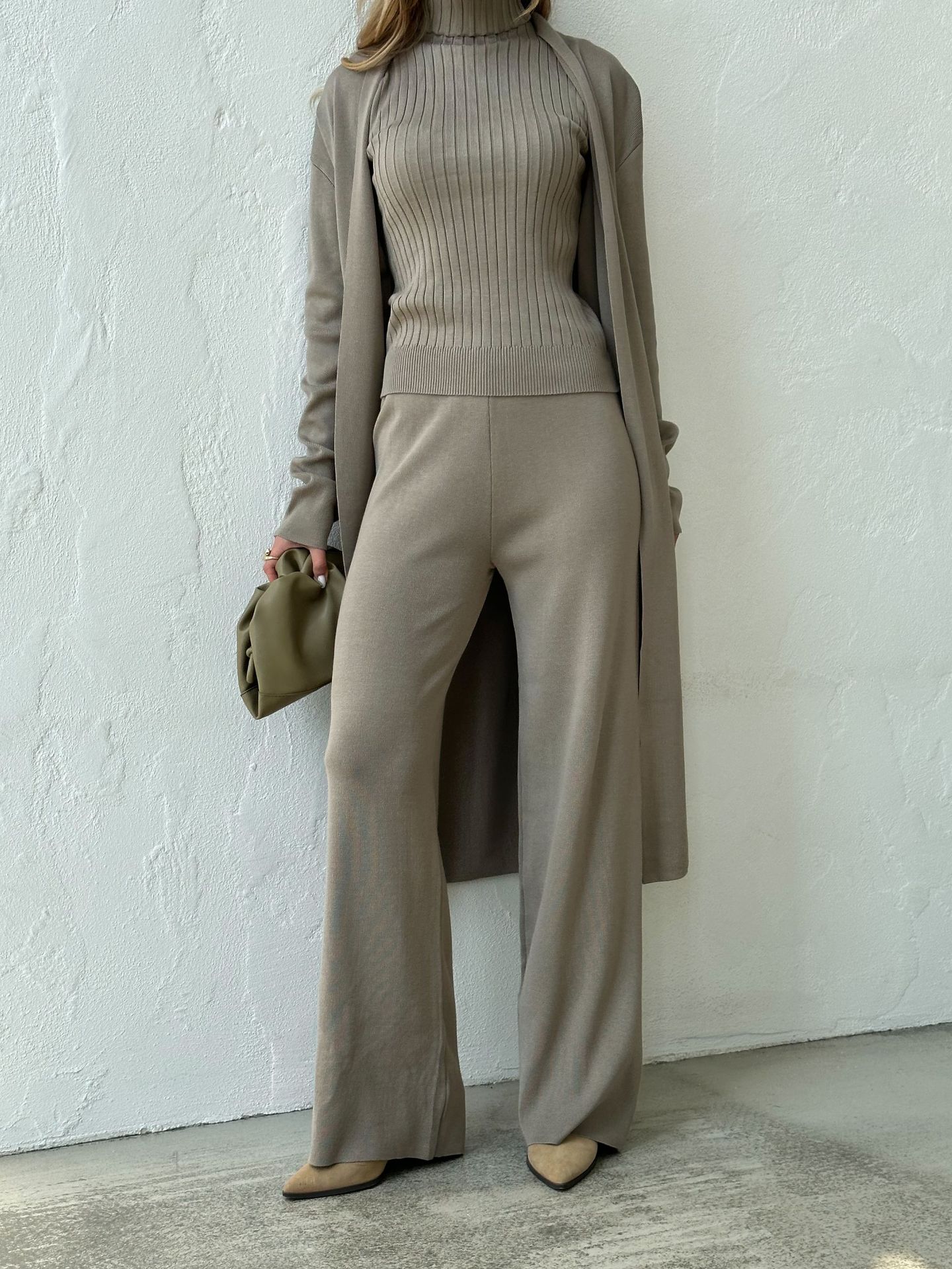 Solid Color Pattern Winter, Autumn Season Street Women's Casual Solid Color Rayon Polyacrylonitrile Fiber Pant Co-ord Set Pants Sets