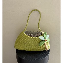 软皮手工编织腋下包包女2025新款高级感百搭复古手提单肩子母包