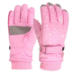 Children's Ski Gloves Korean Style Girl's Rose Embroidered Finger Anti-cold Snow Winter Gloves New