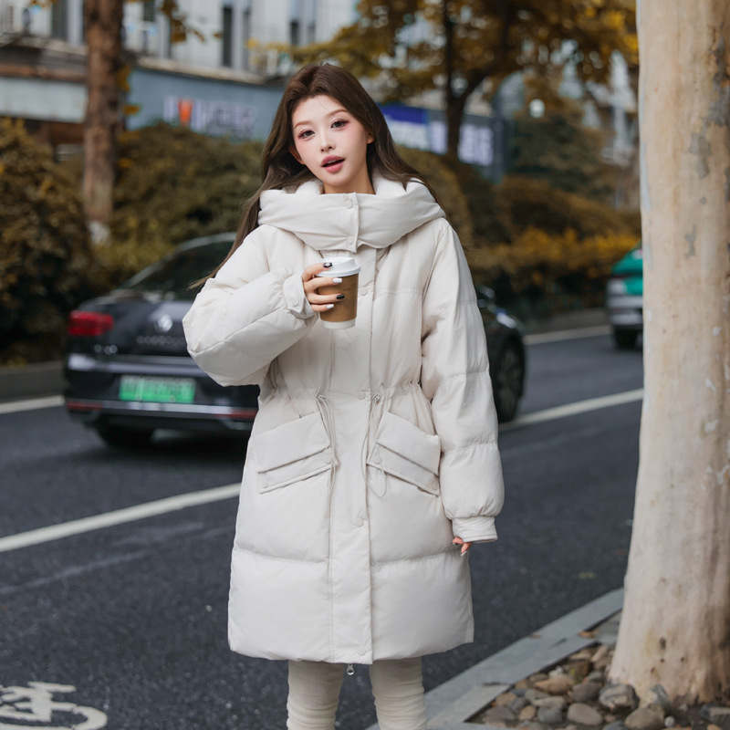 加肥加大码200斤羽绒服女2025新款胖MM中长款仿羊羔毛领收腰外套