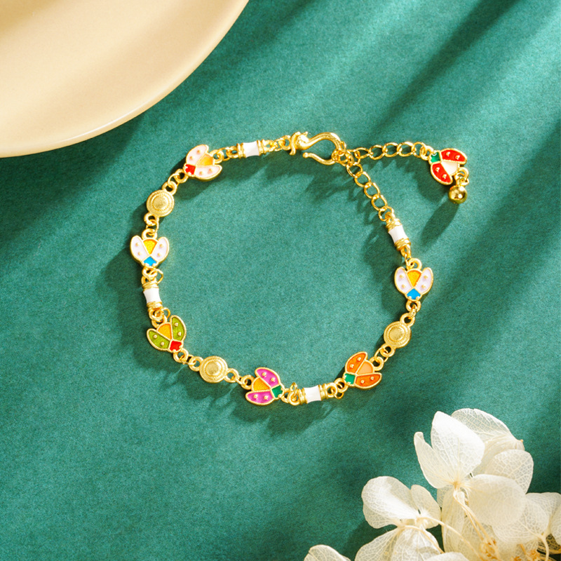 Vietnam oro ardiente azul colorido goteo de aceite mariquita pulsera multifacé no se desvanecerá alta sensación de joyas de regalo de amigos