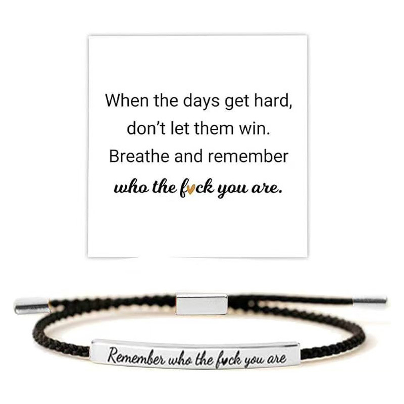 DON'T LET THE HARD DAY WIN Stainless Steel Braided Bracelet Adjustable Inspirational Positive Energy Bracelet