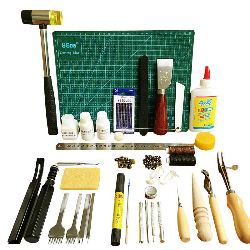皮具制作工具 手工DIY皮革手缝套装 裁皮刀菱斩 法斩蜡线 封边液|undefined