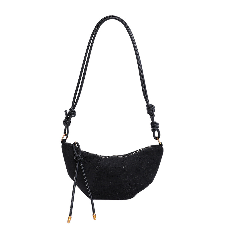 Trending Croissant Suede Bag For Women 2025 New Arrival Luxury Designer Small Niche Crossbody Dumpling Bag - Thumbnail 7