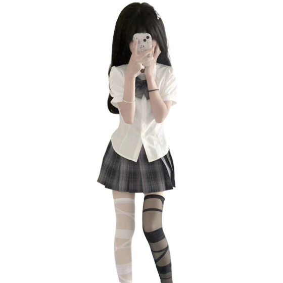 Slim-Fit Slim Puff Sleeve Pure Desire Style Japanese Style College Style Shirt Women's JK Uniform Dress Suit Short Sleeve Waist Shirt