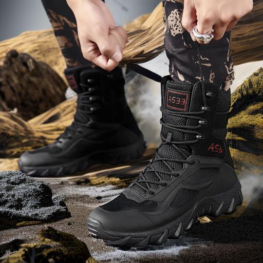 Nuevo fabricante de botas tácticas de la escuela secundaria ventilada ayuda botas al aire libre zapatos de hombre botas de campaña del desierto botas de montaña botas