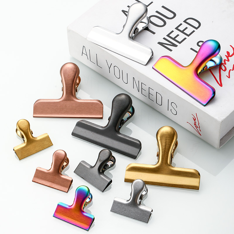 Transfronterizo 430 de acero inoxidable tipo T libro titular cambio de la factura de papel sostenedor de metal espesado clip de sellado de alimentos clip