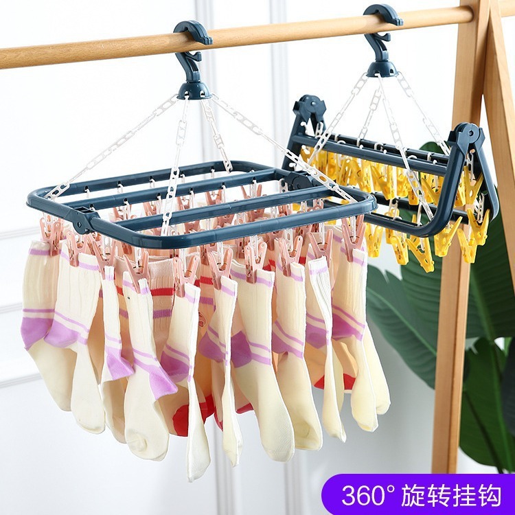 32 clips percha multifuncional a prueba de viento percha de ropa para adultos percha de ropa para calcetines percha de ropa plegable percha de ropa mayorista