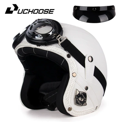 Motosiklet kaskı (dəbilqə) | Four Seasons Retro Harley Helmet - white-s