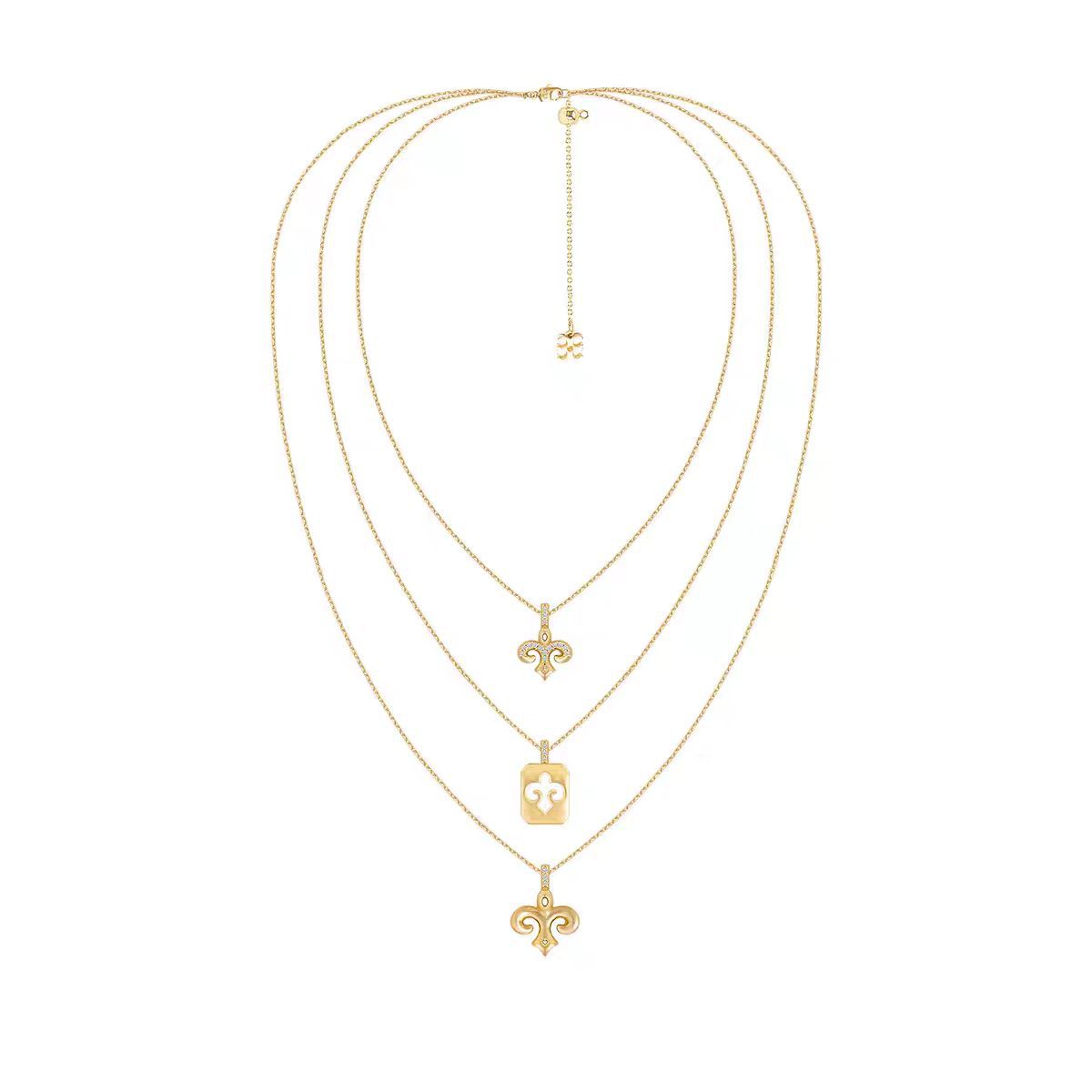 Collar minimalista de capas con cadenas delicadas para mujer_voghion.com