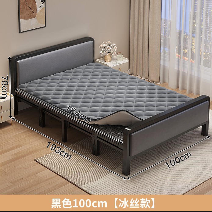 Cama individual plegable para adultos domésticos 1m2 cama simple para alquiler dormitorio reforzado cama de hierro de placa dura cama doble