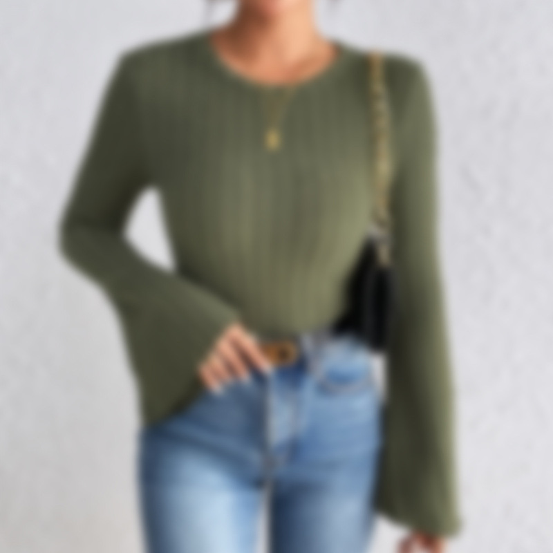 Cross-border Amazon Explosions dress Long Sleeve Crewneck Striped Casual Top Independent Station Lace Women's dress