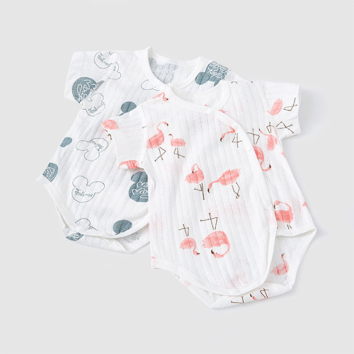 Baby's Summer Skeleton Thin A-Line Triangular Shirt for Newborn Boys and Girls, Short-Sleeve Climbing Pure Cotton Bodysuit