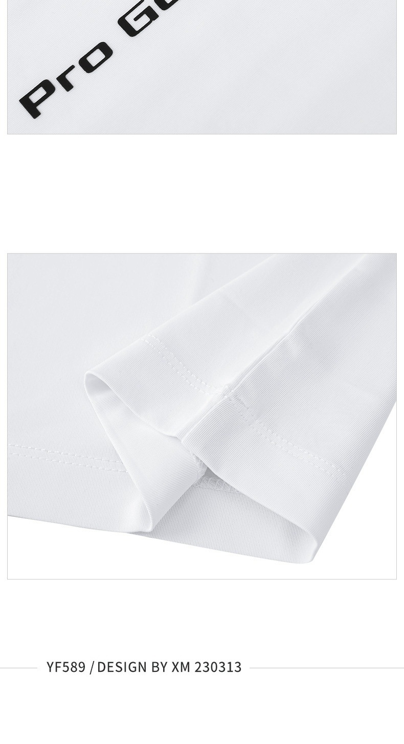 Áo thun dài tay chống nắng golf nam PGM chất liệu lụa lạnh, cổ khóa kéo — YF589-Trắng (vải mới), YF589 màu đen, YF589-màu xanh nước biển chi tiết 10