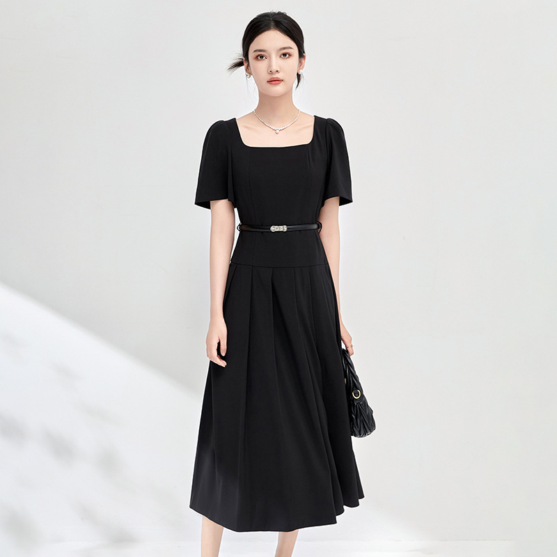 Đầm maxi nữ thắt eo tay ngắn mùa hè — 2411409 - Cam chi tiết 6
