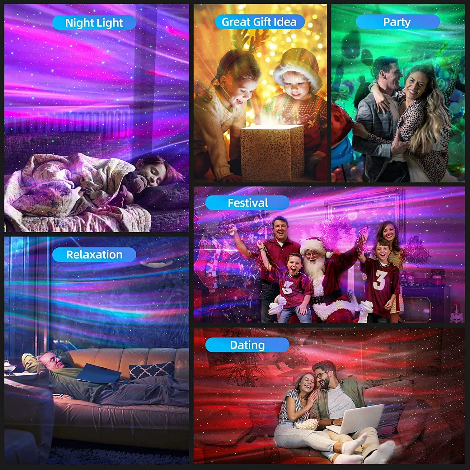 Star projection, lamp with laser, speakers, atmospheric night light, bluetooth