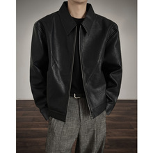 INTFEDAY美式复古皮衣男款韩系高级感痞帅翻领机车服cleanfit外套