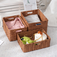 草编桌面收纳盒一筐多用化妆品钥匙杂物篮 茶几玄关零食整理筐
