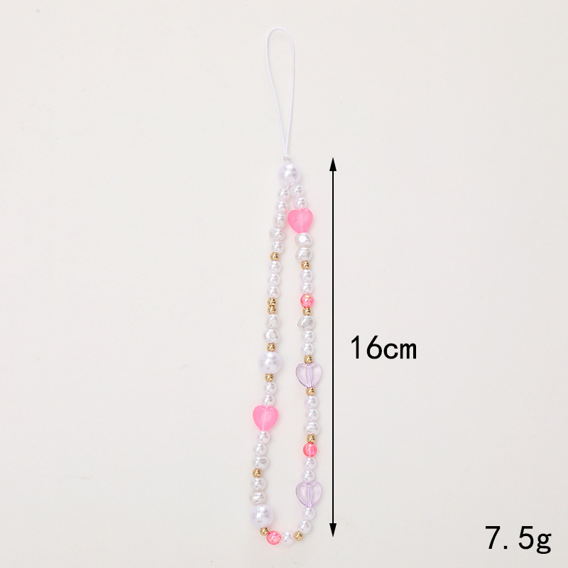 New Colorful Bow Beaded Mobile Phone Chain Mobile Phone Case Jewelry Pendant Pendant Anti-Fall and Anti-Lost Wrist Strap Gift