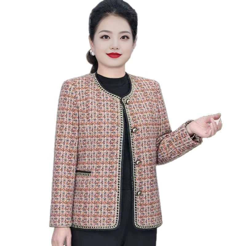 Small autumn jacket, 2025 years, Korean style, Chanel style, for middle age, western style, round collar