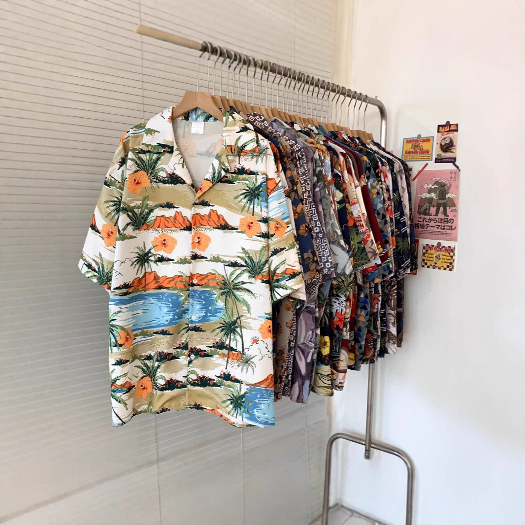 Thailand Sanya Travel Tropical Beach Jacket Summer Short-sleeved Floral Shirt Men's plus size Fashionable Seaside Vacation Shirt