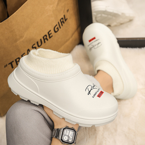 Waterproof Cotton Slippers Women Bag Heel Winter Outwear New Thick Sole Anti-Slip Warm Fleece Cotton Shoes for Ladies