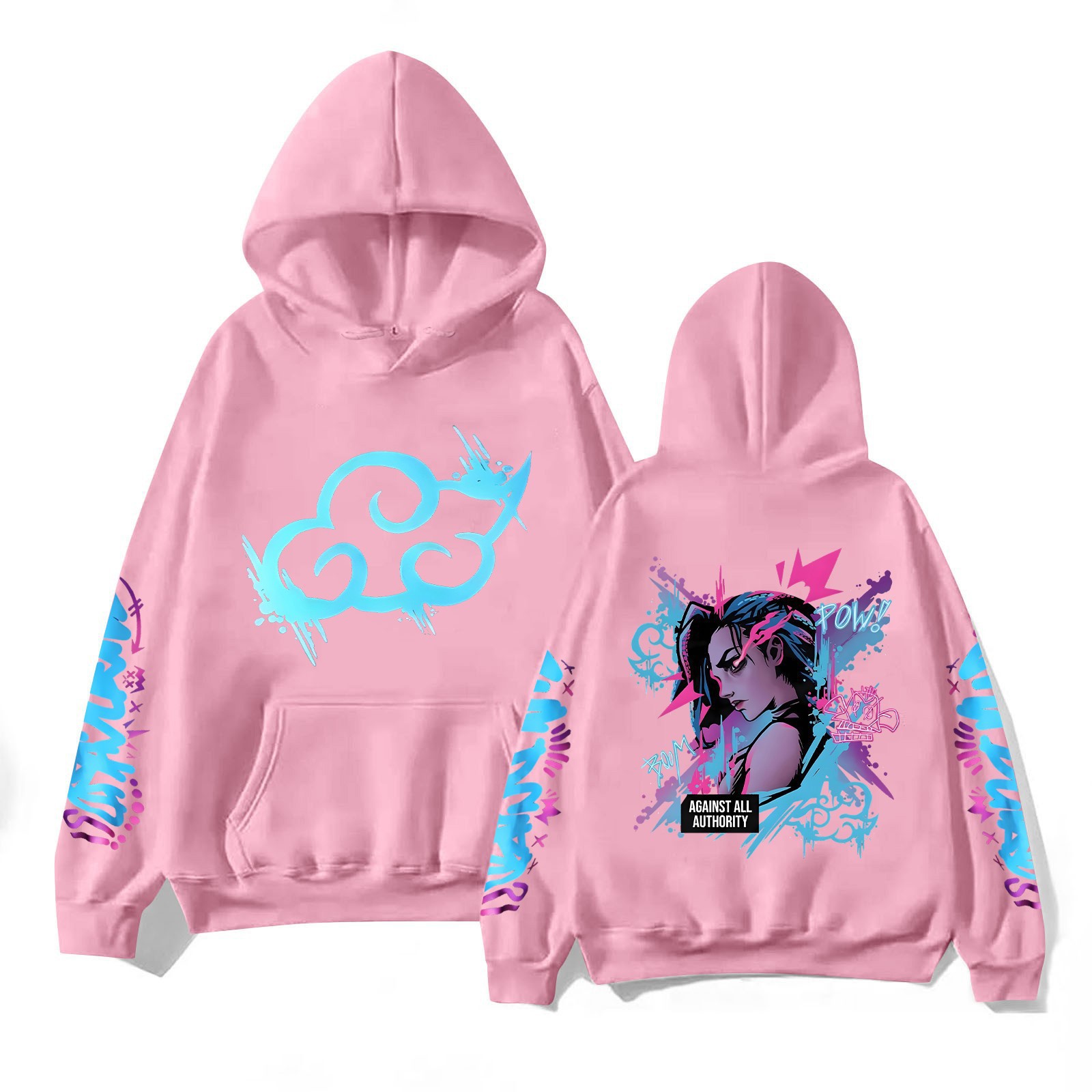 Y2k Arcane Jinx Cute Hooded Anime Print Harajuku Kawaii