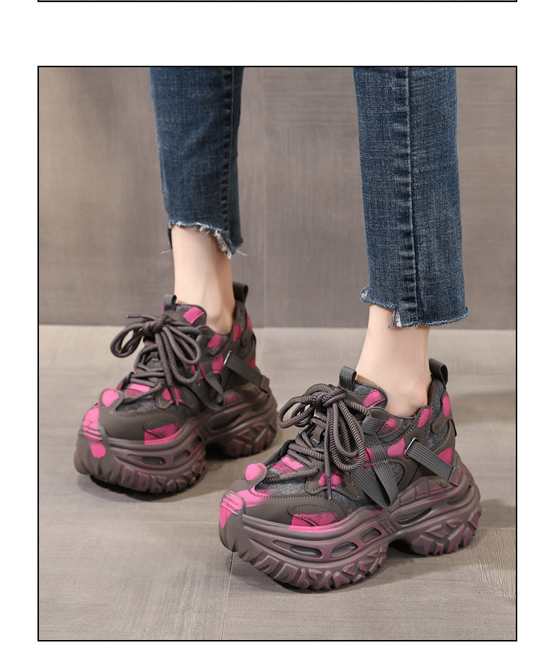 Giày sneaker nữ chunky đế dày nâng chiều cao phong cách Hàn Quốc — màu đen chi tiết 13