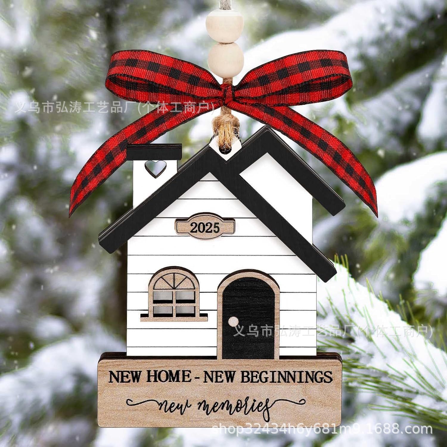 Decoración colgante 2026 nuevo mejor regalo de mudanza decoración de madera decoración para el hogar decoración del árbol de Navidad rojo