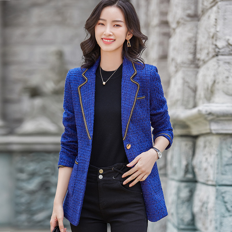 Seven Valley Niang Counter Tweed Suit Jacket Women's Autumn and Winter 2023 Korean Style Top Temperament High-grade Silver Silk