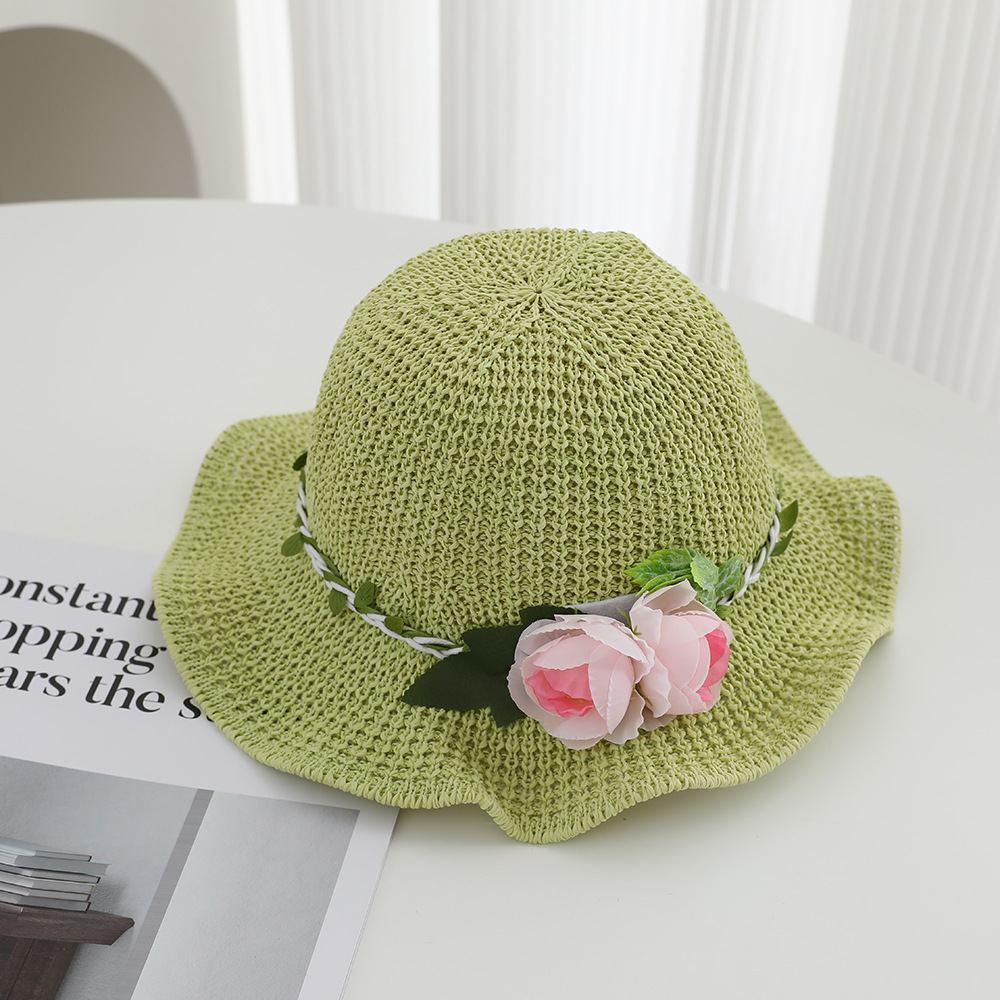 Kids Casual Sun Hat UPF 50+ 2026 New Children's Straw Girls And Boys, Wide-Brimmed Babies, Woven Sun Protection Fisherman Hat For Summer Beach_voghion.com