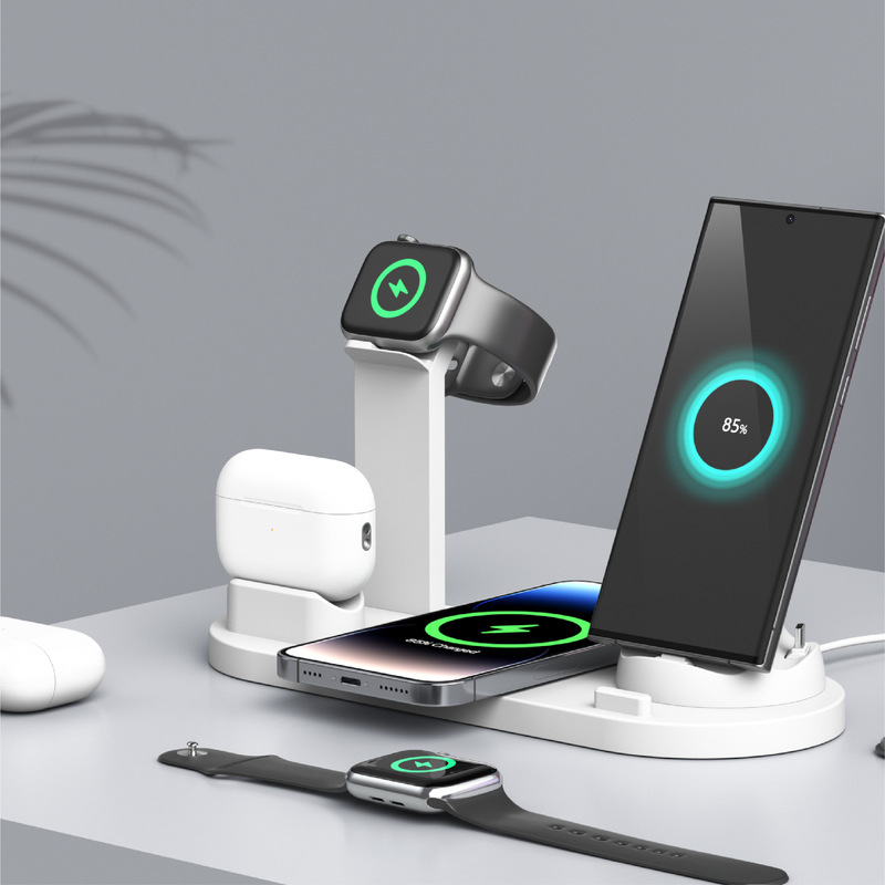 Cross-Border Hot Selling Four-In-One Charging Base Suitable for Apple Mobile Phones, Watches and Earphones Three-In-One Wireless Charging