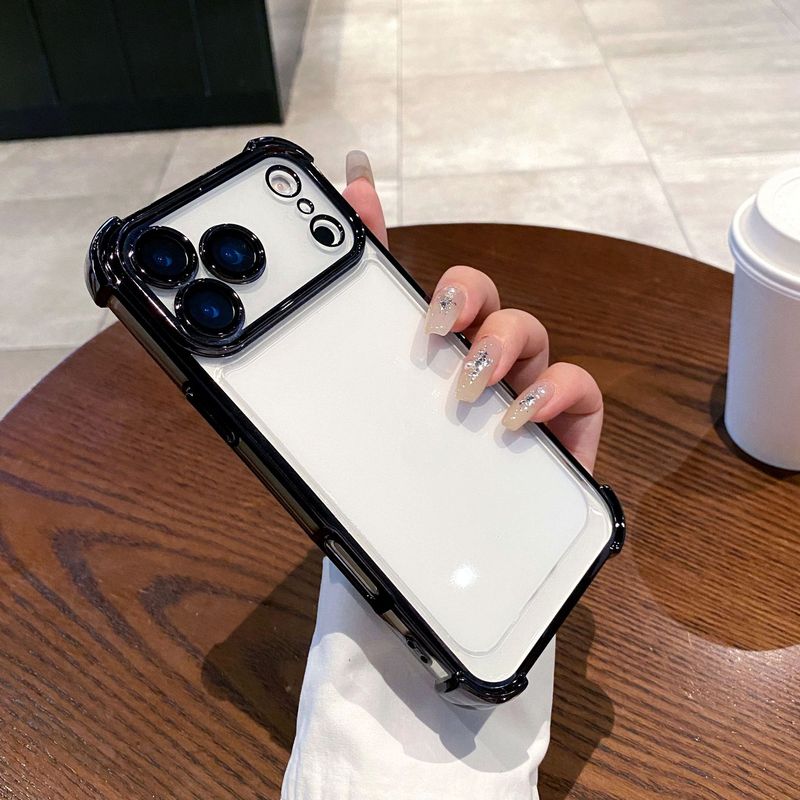 适用iPhone17PROMAX气囊防摔手机壳透明电镀带镜头膜苹果16硬防摔|undefined
