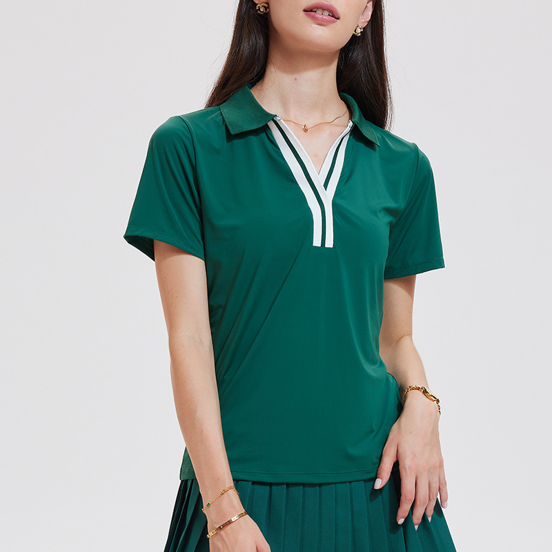 Caijue nuevo trajes deportivos transfronterizos para mujeres anti-corrido ocio camisa de polo de manga corta camisa de tenis de plumas para mujeres