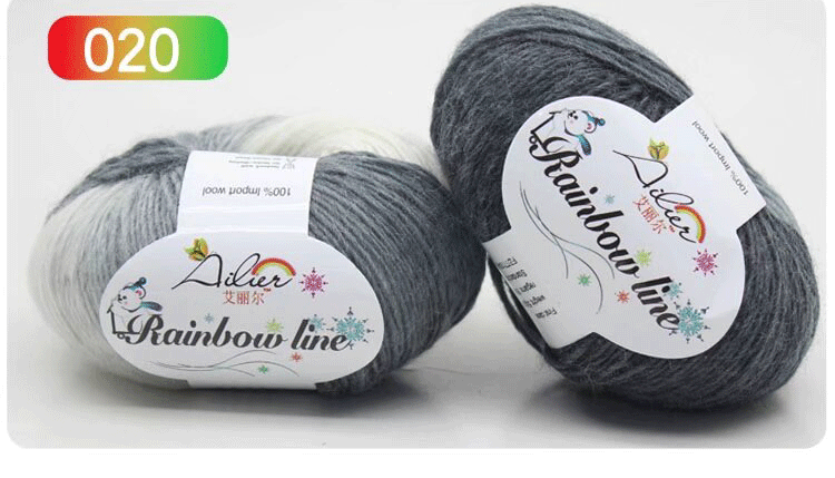 Sección teñido Arco Iris hilo de lana pura color degradado música puntaje medio grueso palo aguja gancho chal sombrero bufanda lana