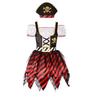 Cross Border cos Halloween Pirates of the Caribbean Cosplay suit Child Pirate Costume Dress in stock Cotton