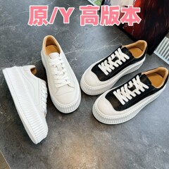 饼干鞋明星同款春季新款系带厚底增高圆头小白鞋休闲百搭松糕女鞋