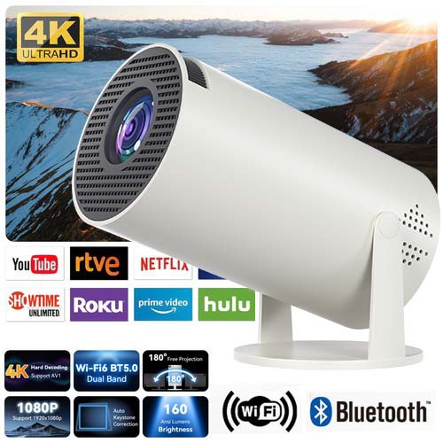 Cross-Border New Hy300 Projector Barrel Projector Portable Home Outdoor 4K Ultra-High Definition Projector