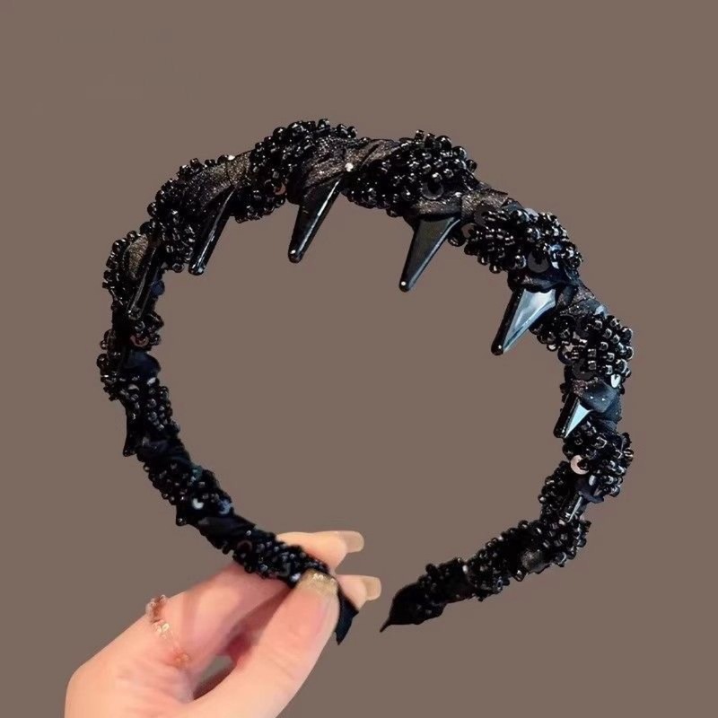 パリプリンセスヘッドバンド女性のための 2025 新しいライト高級ヘアプレスヘッドバンド気質小さな香りビーズ巻きヘアバンドル帽子|undefined