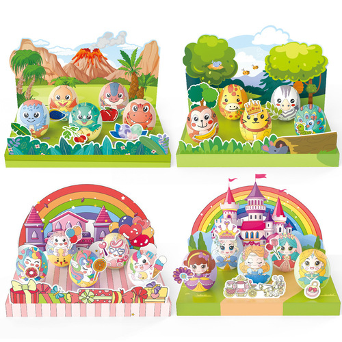 Children's colored craft DIY coloring doll dinosaur egg egg doodle plastic painting set toy wholesale