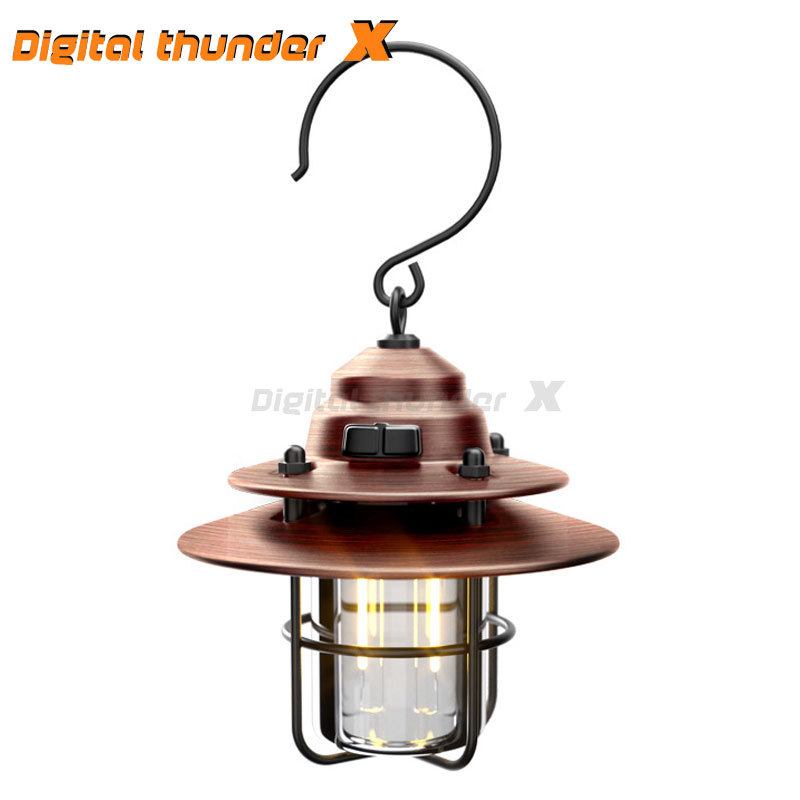 Metal retro al aire libre tienda de campaña campamento luz recargable iluminación atmósfera luz resistencia linterna camping portátil