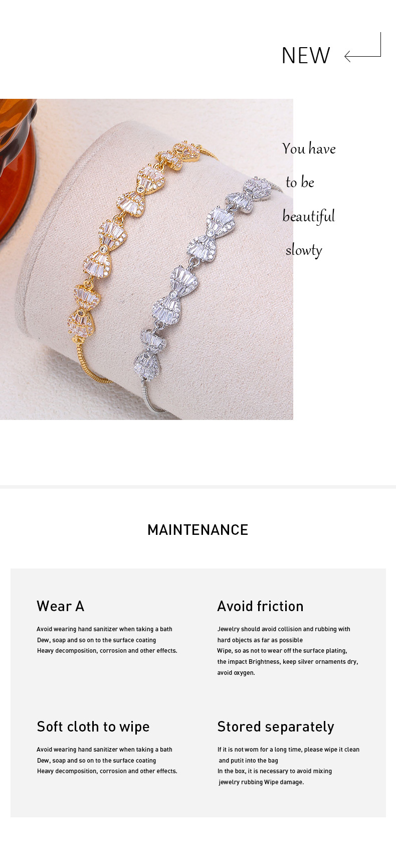 Exquisite Zircon Bow Bracelet Simple Versatile Layered Jewellery_voghion.com