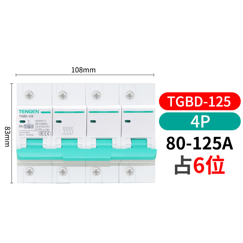 Tianzheng TGBD - 63 interruptor de aire 2p interruptor 1p hogar 3P trifásico 32a pequeño disyuntor 100a vacío image 10